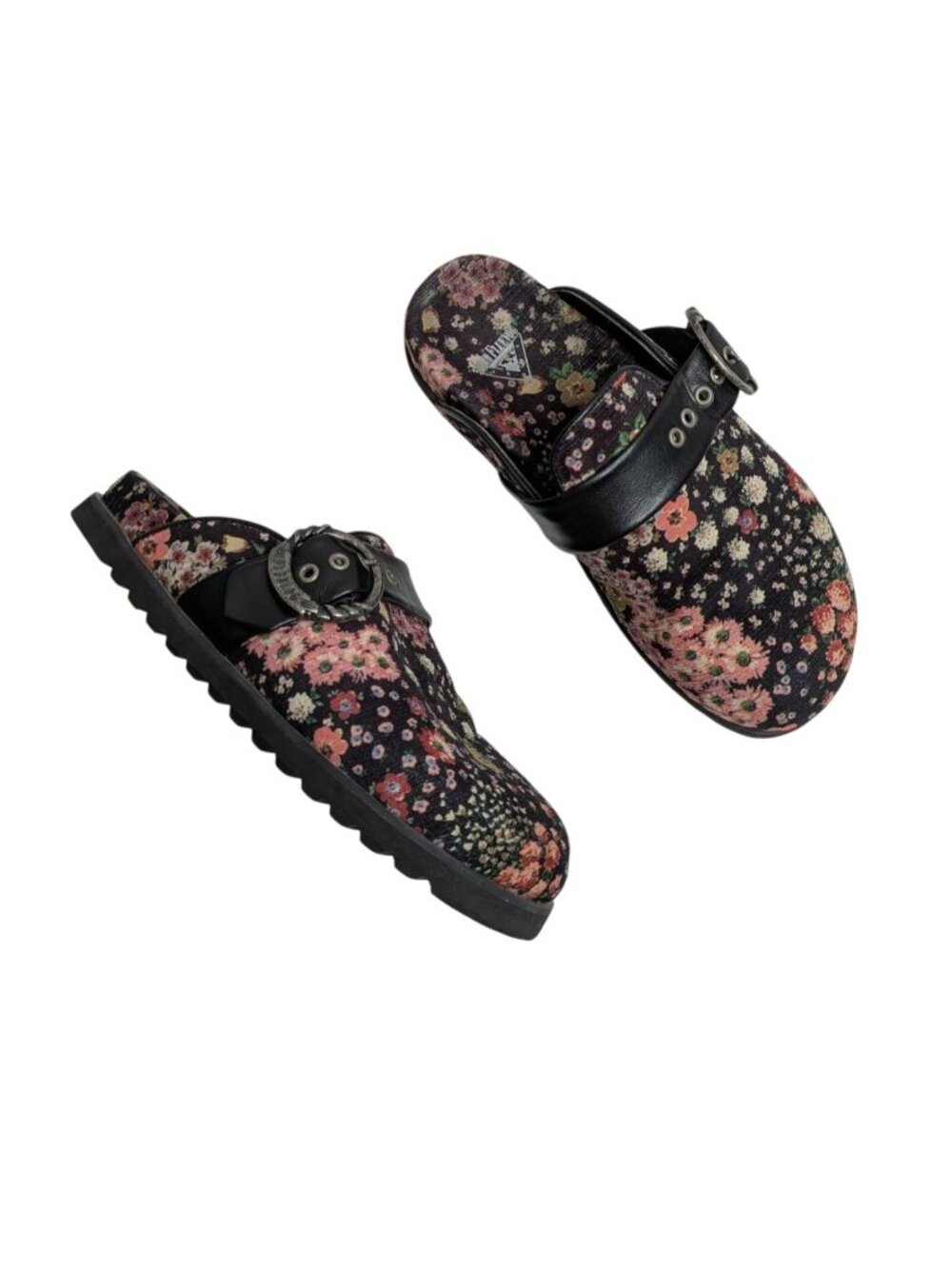 John Fluevog Womens Floral Chillville Cushion Clog Mule Slippers Buckle Strap 7
